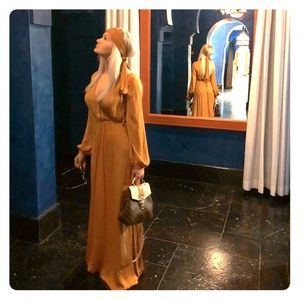 Golden yellow maxi dress with head band tie